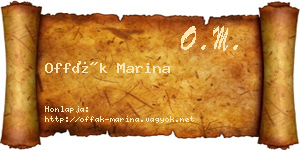 Offák Marina névjegykártya
